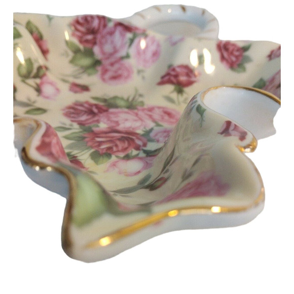 La Dolce Vita Leaf DISH Candy Spoon Pink Red Roses GOLD Trim Handle Valerie - Picture 9 of 11
